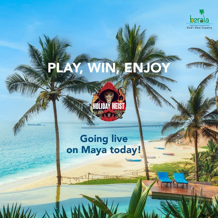 Holiday Heist poster: Play, win, enjoy. Going live on Maya today