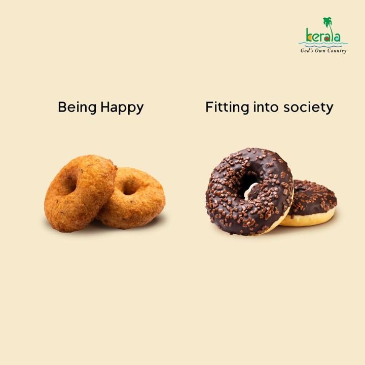 Uzhunnu vada next to a donut: being happy vs fitting into society